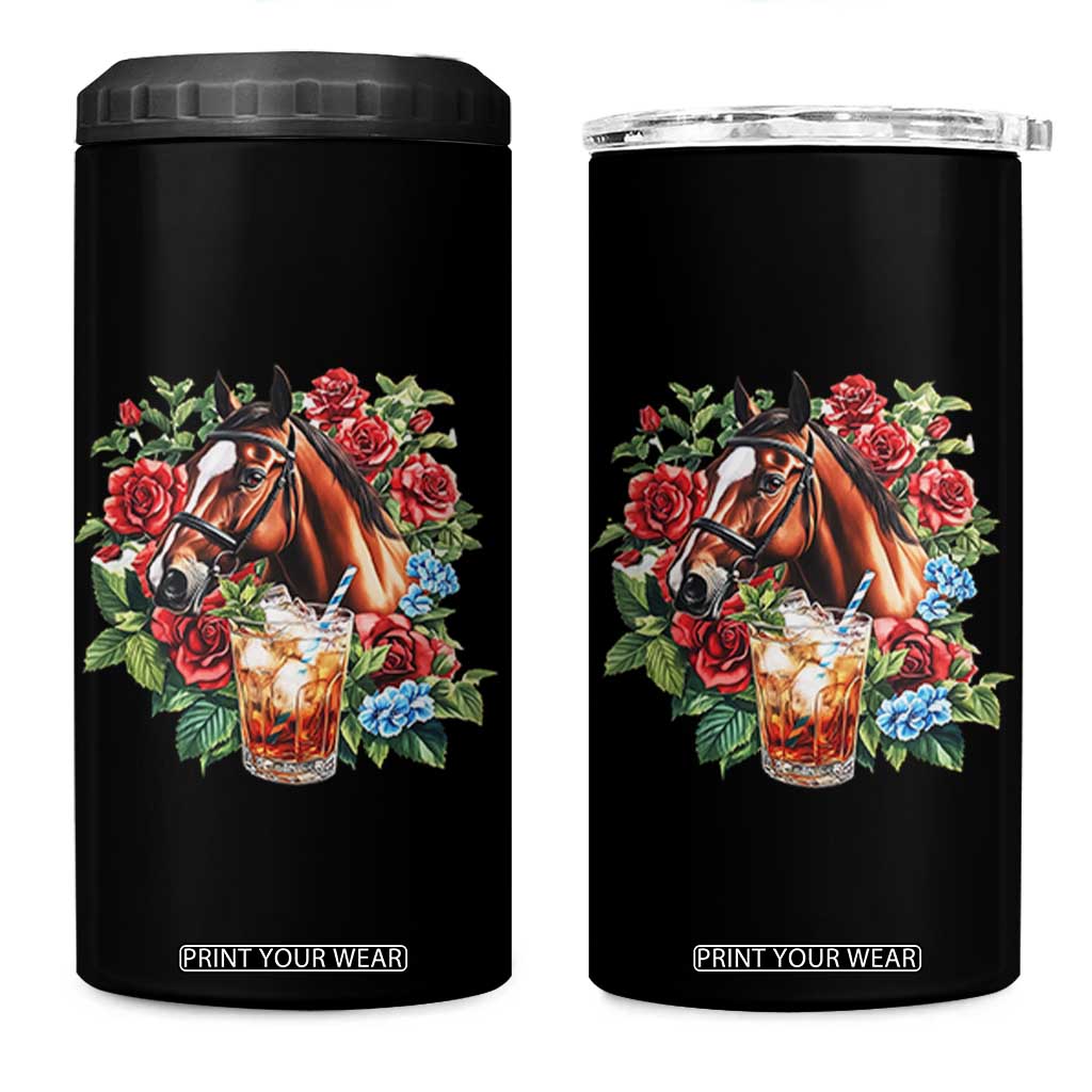 Ky Derby Day Party 4 in 1 Can Cooler Tumbler Mint Juleps and Roses Horse Racing TS02 One Size: 16 oz Black Print Your Wear