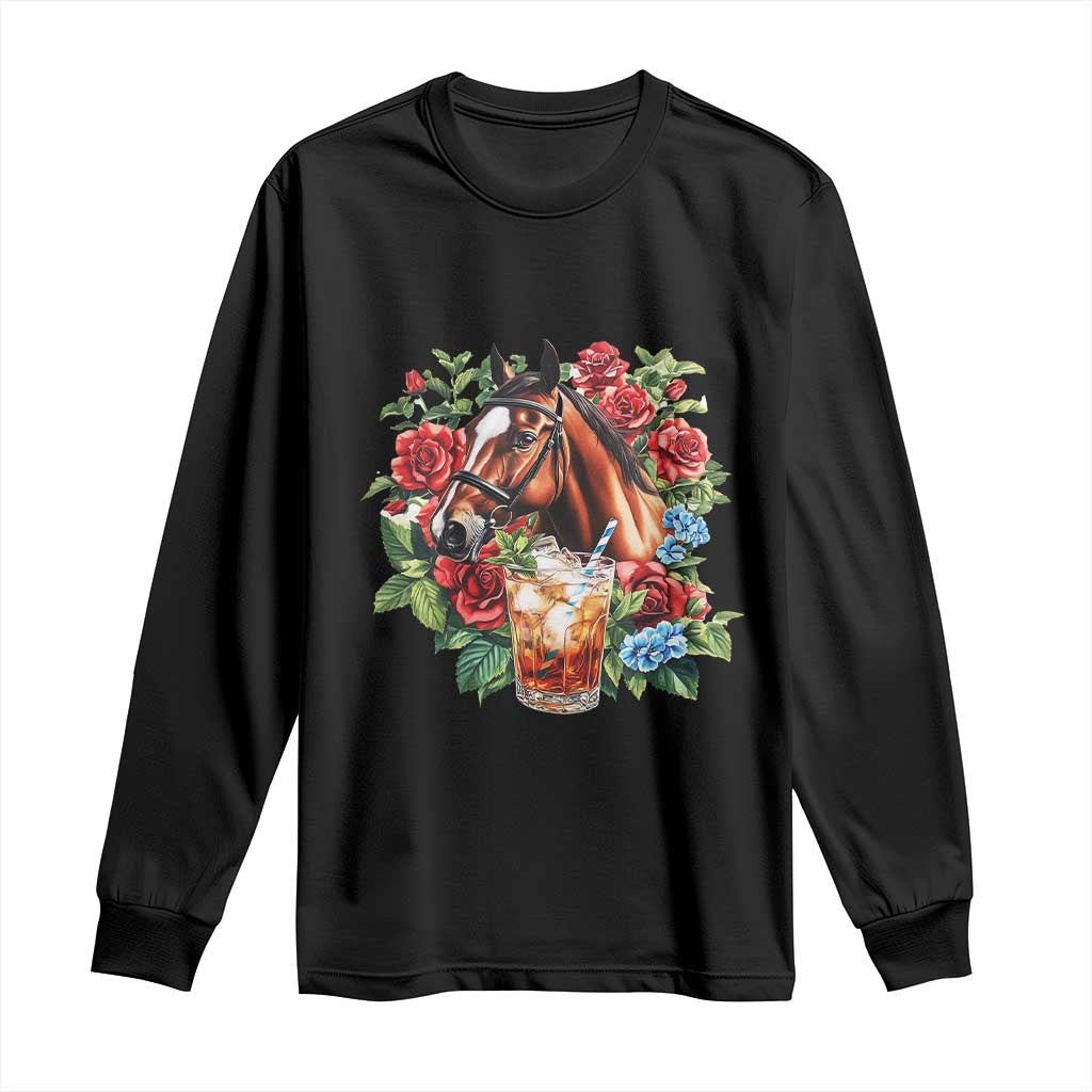 Ky Derby Day Party Long Sleeve Shirt Mint Juleps and Roses Horse Racing TS02 Black Print Your Wear