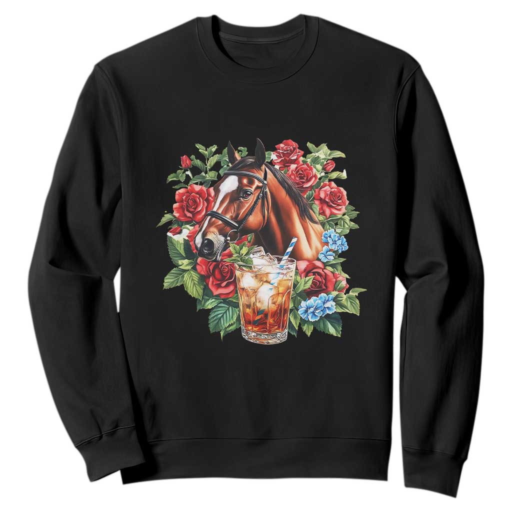 Ky Derby Day Party Sweatshirt Mint Juleps and Roses Horse Racing TS02 Black Print Your Wear