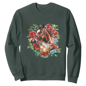 Ky Derby Day Party Sweatshirt Mint Juleps and Roses Horse Racing TS02 Dark Forest Green Print Your Wear