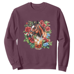 Ky Derby Day Party Sweatshirt Mint Juleps and Roses Horse Racing TS02 Maroon Print Your Wear