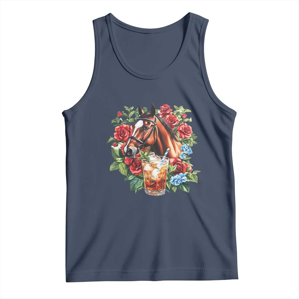 Ky Derby Day Party Tank Top Mint Juleps and Roses Horse Racing TS02 Navy Print Your Wear