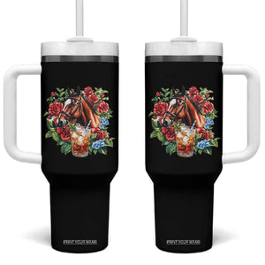 Ky Derby Day Party Tumbler With Handle Mint Juleps and Roses Horse Racing TS02 One Size: 40 oz Black Print Your Wear