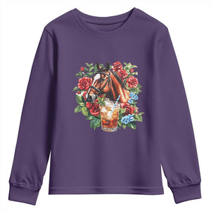 Ky Derby Day Party Youth Sweatshirt Mint Juleps and Roses Horse Racing TS02 Purple Print Your Wear
