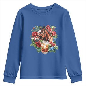 Ky Derby Day Party Youth Sweatshirt Mint Juleps and Roses Horse Racing TS02 Royal Blue Print Your Wear