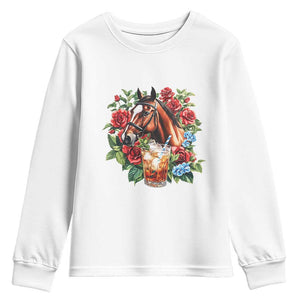 Ky Derby Day Party Youth Sweatshirt Mint Juleps and Roses Horse Racing TS02 White Print Your Wear