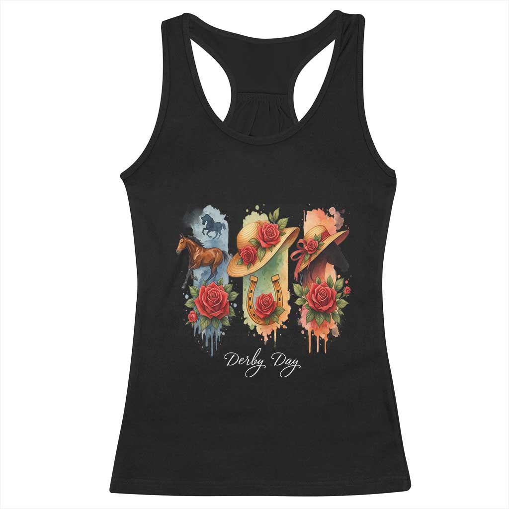 Ky Derby Day Racerback Tank Top Horse Racing Nice Hat Mint Julep and Roses TS02 Black Print Your Wear