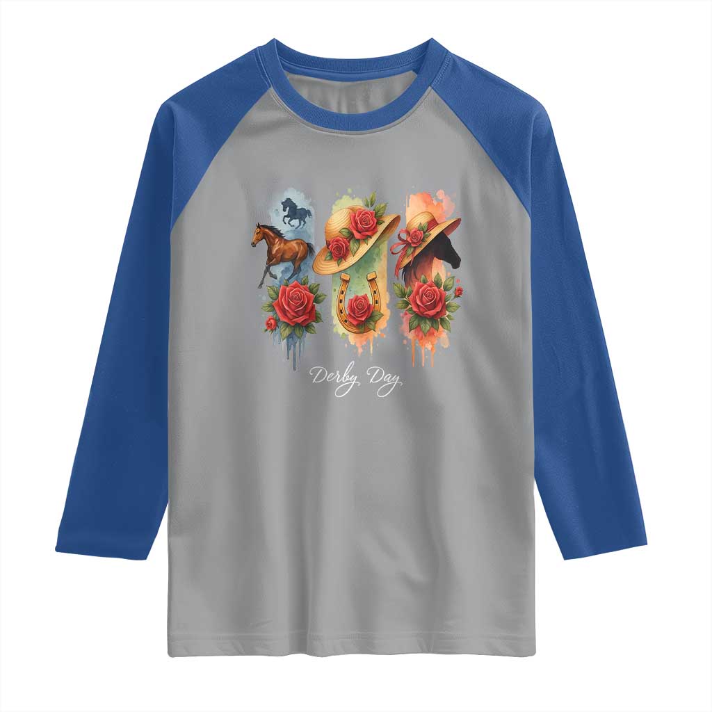 Ky Derby Day Raglan Shirt Horse Racing Nice Hat Mint Julep and Roses TS02 Sport Gray Royal Print Your Wear