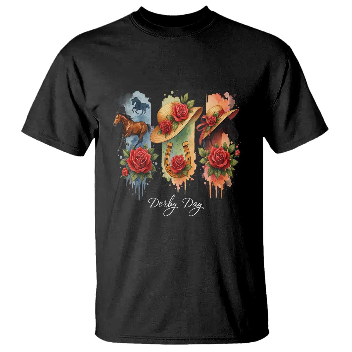Ky Derby Day T Shirt Horse Racing Nice Hat Mint Julep and Roses TS02 Black Print Your Wear