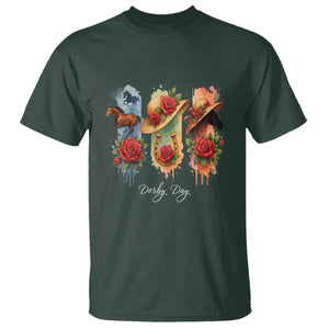Ky Derby Day T Shirt Horse Racing Nice Hat Mint Julep and Roses TS02 Dark Forest Green Print Your Wear