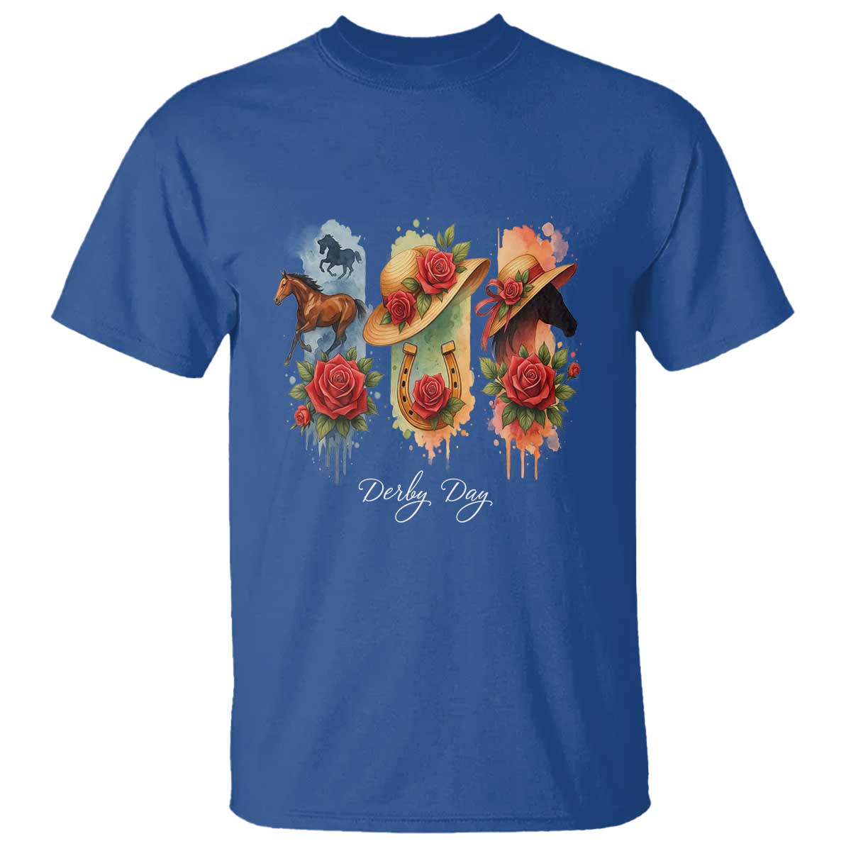Ky Derby Day T Shirt Horse Racing Nice Hat Mint Julep and Roses TS02 Royal Blue Print Your Wear