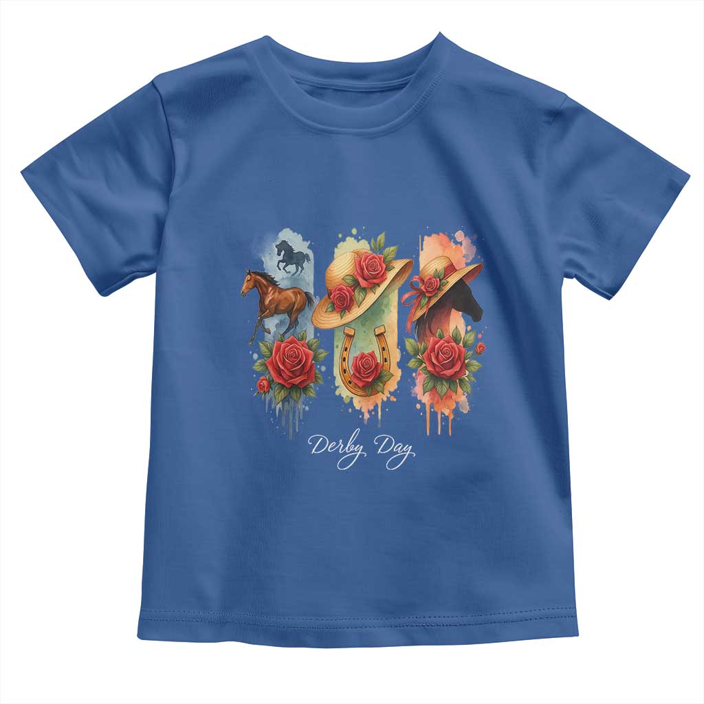 Ky Derby Day Toddler T Shirt Horse Racing Nice Hat Mint Julep and Roses TS02 Royal Blue Print Your Wear