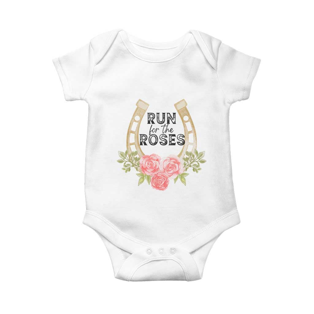Ky Derby Horse Racing Baby Onesie - Horses and Roses Kentucky Derby Day Gift TS02 White Print Your Wear