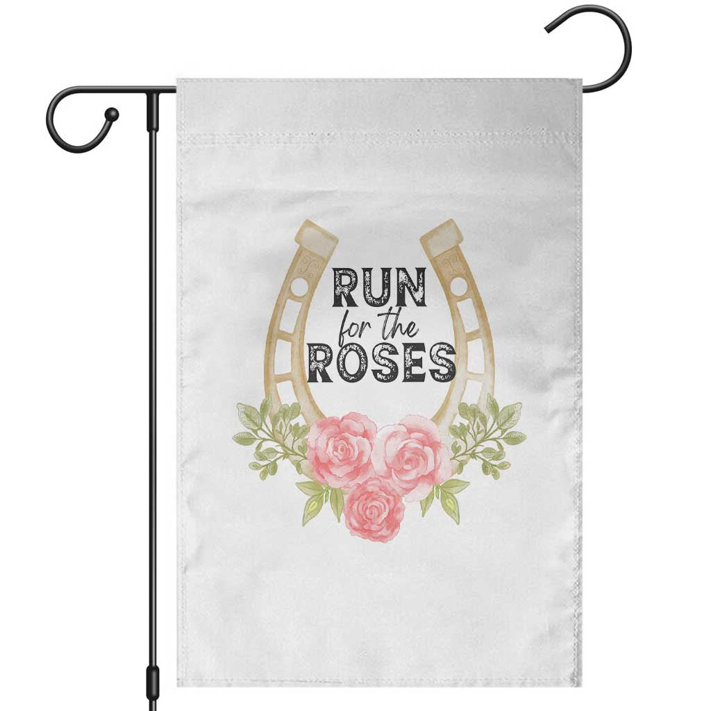 Ky Derby Horse Racing Garden Flag Horses and Roses TS02 White Print Your Wear