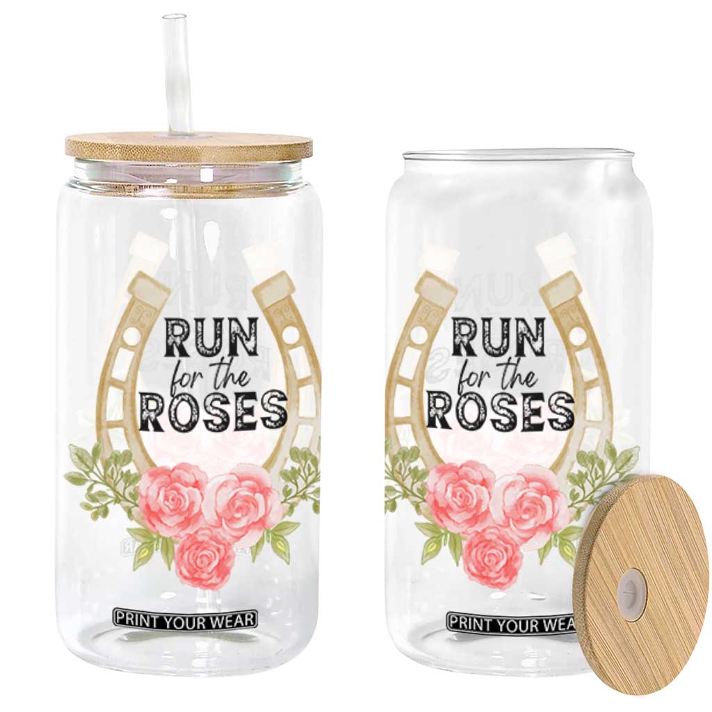 Ky Derby Horse Racing Glass Can Horses and Roses TS02 White Print Your Wear