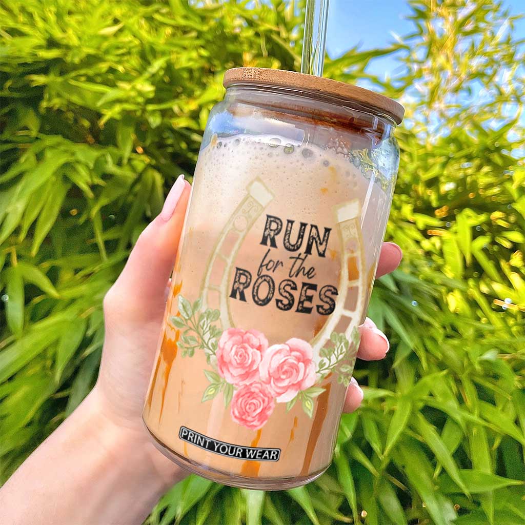 Ky Derby Horse Racing Glass Can Horses and Roses TS02 Print Your Wear