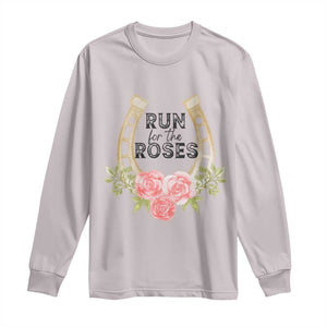 Ky Derby Horse Racing Long Sleeve Shirt Horses and Roses TS02 Ice Gray Print Your Wear