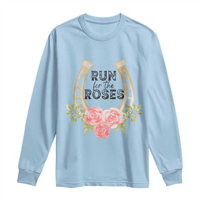Ky Derby Horse Racing Long Sleeve Shirt Horses and Roses TS02 Light Blue Print Your Wear