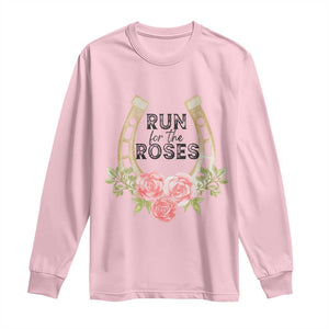 Ky Derby Horse Racing Long Sleeve Shirt Horses and Roses TS02 Light Pink Print Your Wear