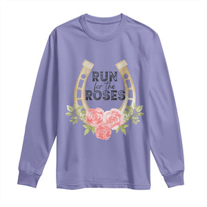 Ky Derby Horse Racing Long Sleeve Shirt Horses and Roses TS02 Violet Print Your Wear