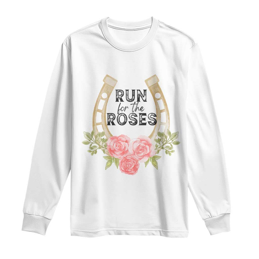 Ky Derby Horse Racing Long Sleeve Shirt Horses and Roses TS02 White Print Your Wear