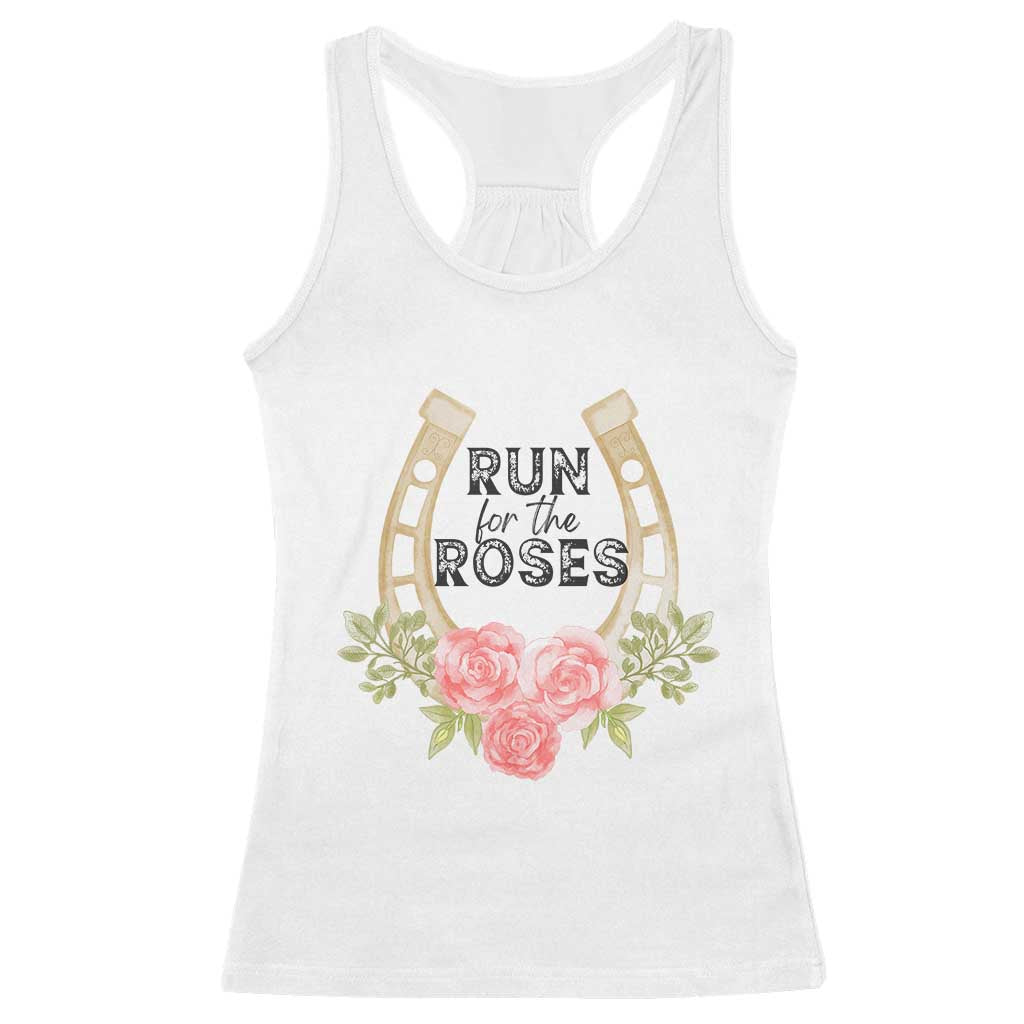 Ky Derby Horse Racing Racerback Tank Top Horses and Roses TS02 White Print Your Wear