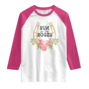 Ky Derby Horse Racing Raglan Shirt Horses and Roses TS02 White Heliconia Print Your Wear