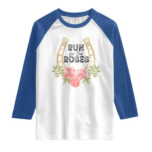 Ky Derby Horse Racing Raglan Shirt Horses and Roses TS02 White Royal Print Your Wear