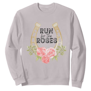 Ky Derby Horse Racing Sweatshirt Horses and Roses TS02 Ice Gray Print Your Wear