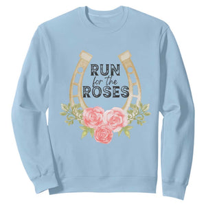 Ky Derby Horse Racing Sweatshirt Horses and Roses TS02 Light Blue Print Your Wear