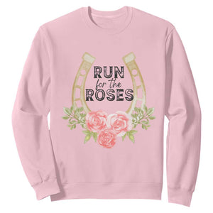 Ky Derby Horse Racing Sweatshirt Horses and Roses TS02 Light Pink Print Your Wear