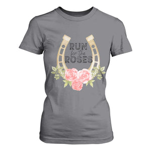Ky Derby Horse Racing T Shirt For Women Horses and Roses TS02 Charcoal Print Your Wear