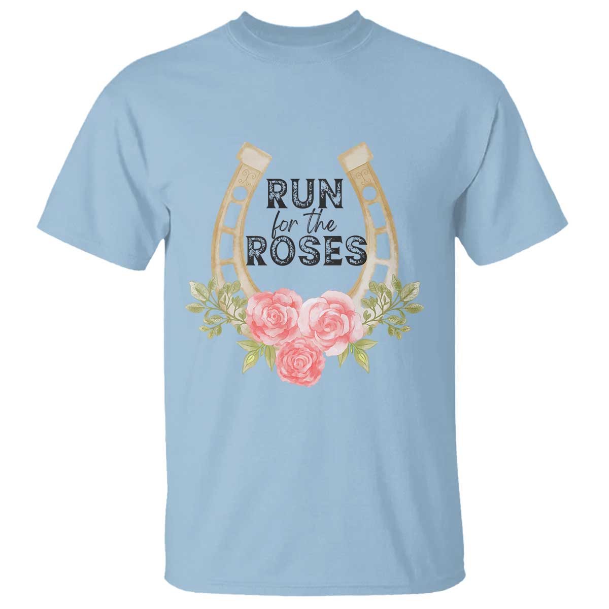Ky Derby Horse Racing T Shirt Horses and Roses TS02 Light Blue Print Your Wear