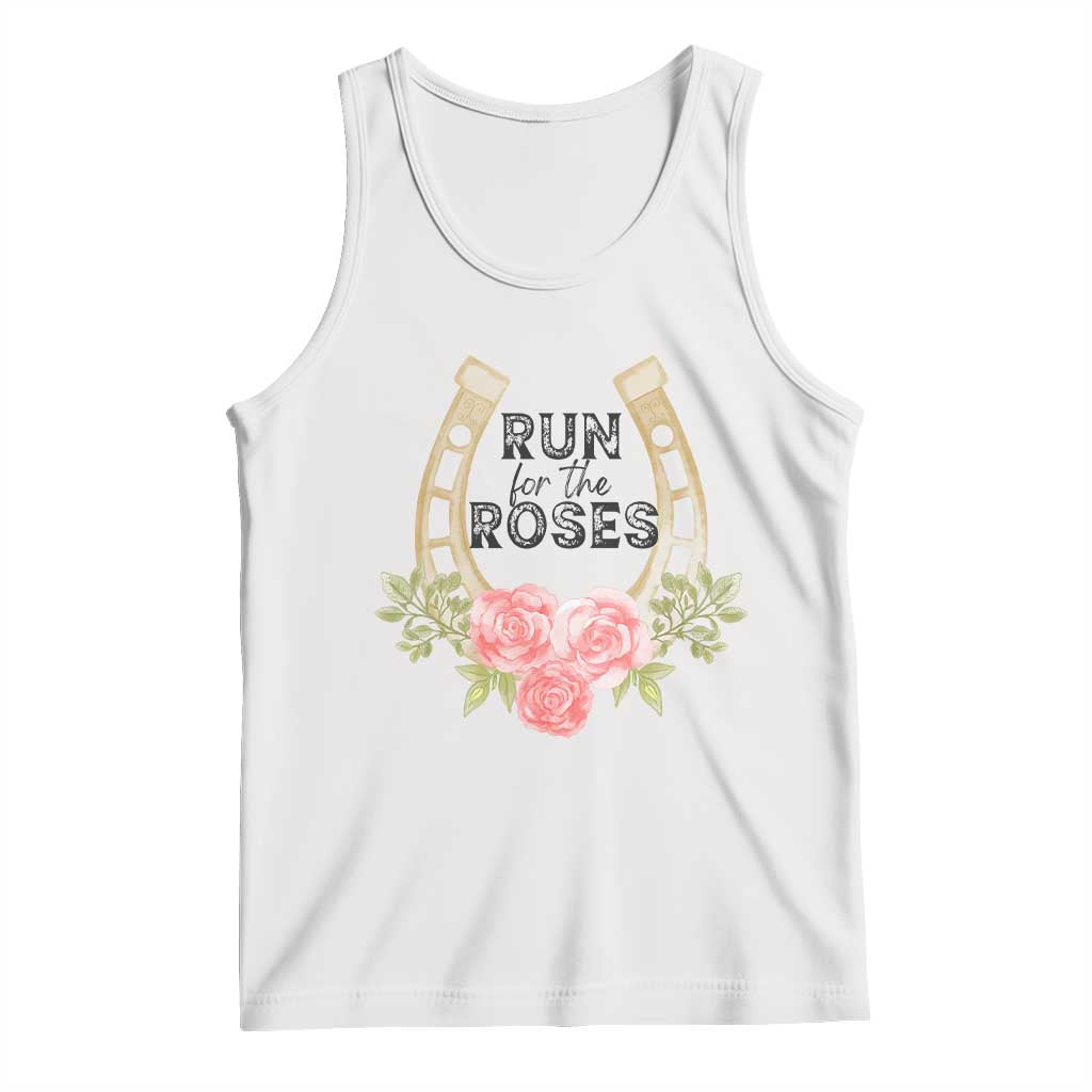 Ky Derby Horse Racing Tank Top Horses and Roses TS02 White Print Your Wear