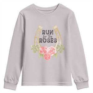 Ky Derby Horse Racing Youth Sweatshirt Horses and Roses TS02 Ice Gray Print Your Wear
