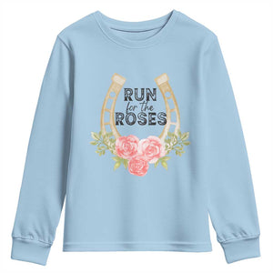 Ky Derby Horse Racing Youth Sweatshirt Horses and Roses TS02 Light Blue Print Your Wear