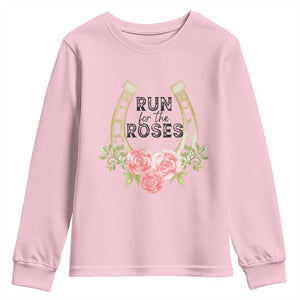 Ky Derby Horse Racing Youth Sweatshirt Horses and Roses TS02 Light Pink Print Your Wear