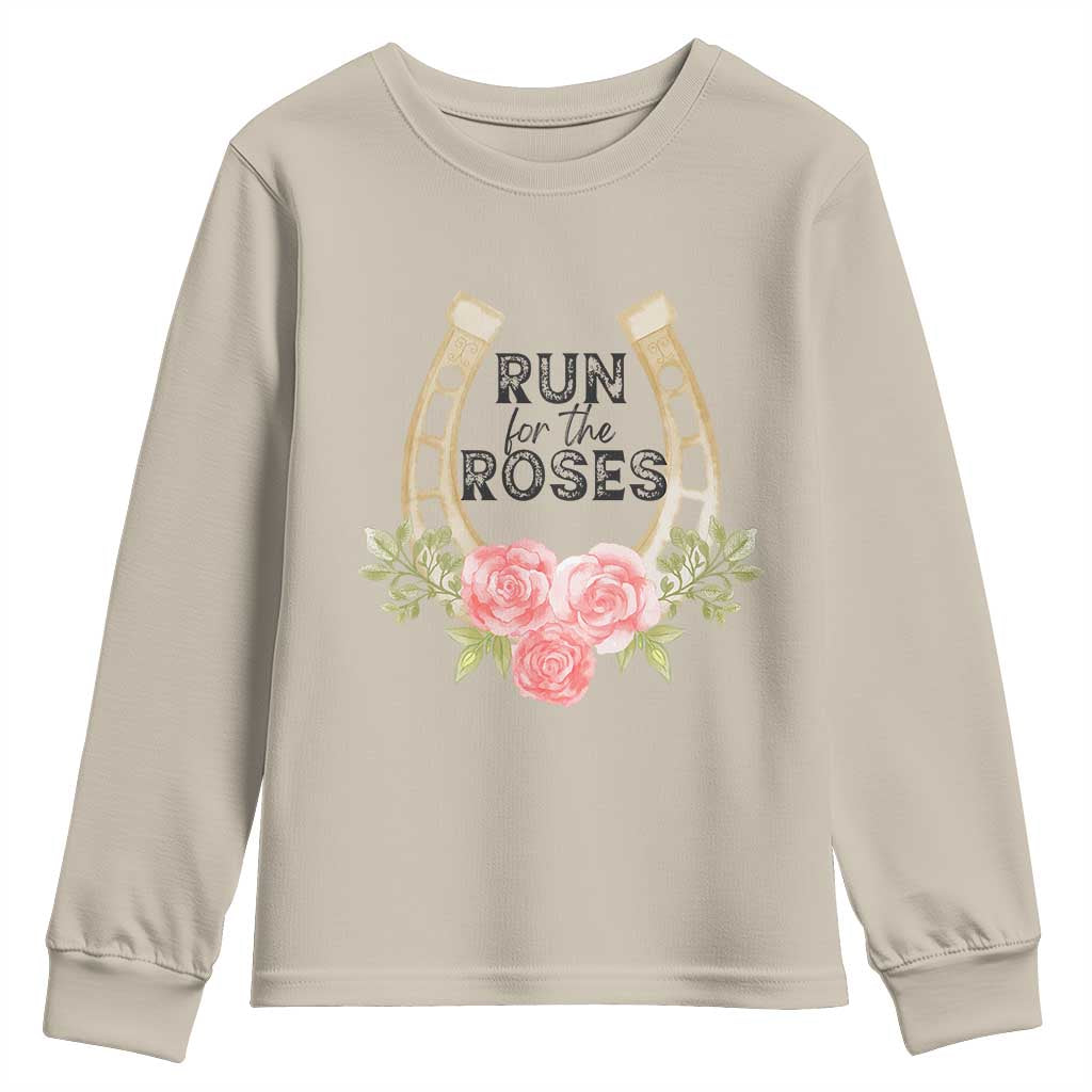 Ky Derby Horse Racing Youth Sweatshirt Horses and Roses TS02 Sand Print Your Wear