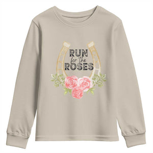 Ky Derby Horse Racing Youth Sweatshirt Horses and Roses TS02 Sand Print Your Wear