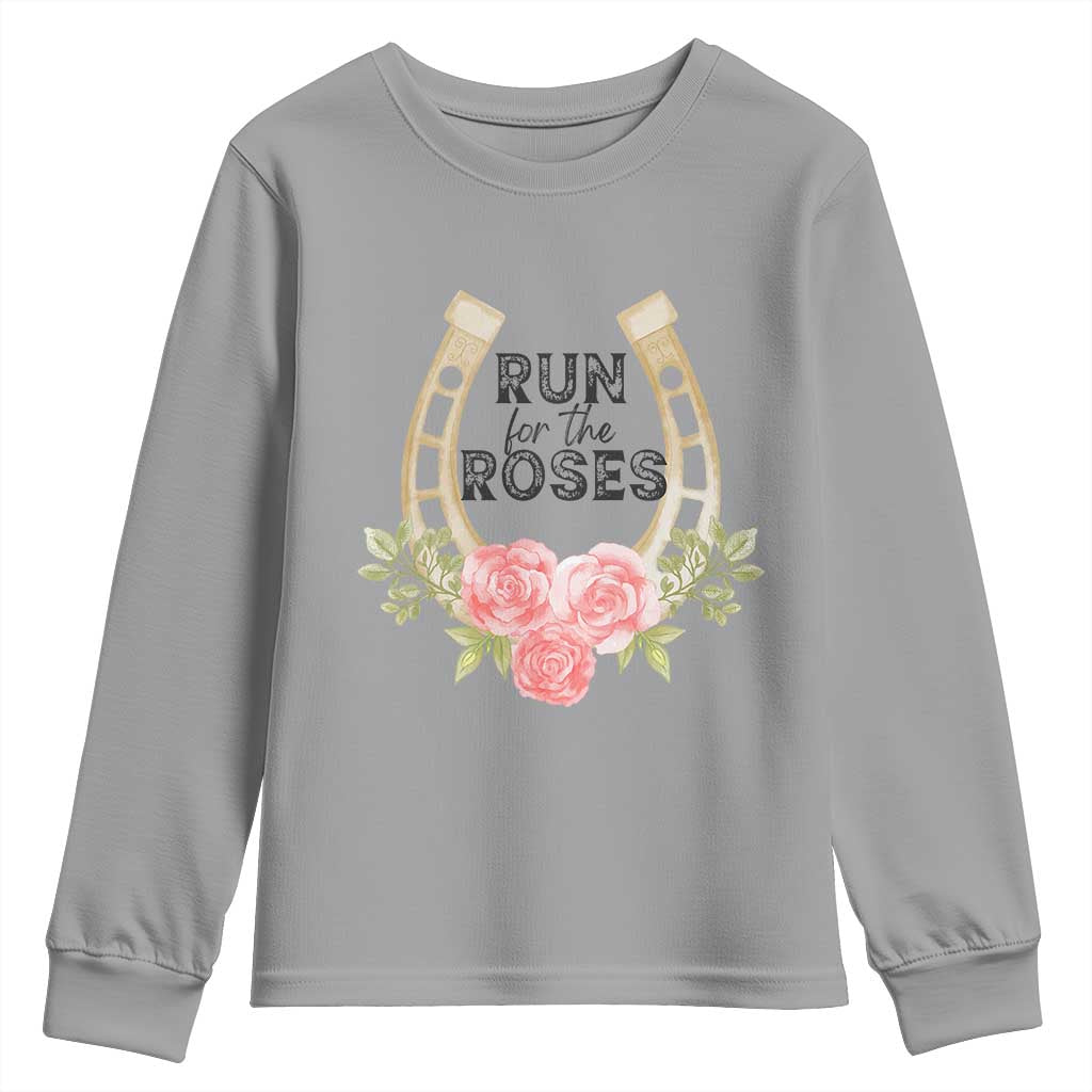 Ky Derby Horse Racing Youth Sweatshirt Horses and Roses TS02 Sport Gray Print Your Wear