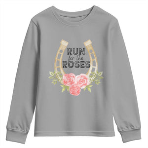 Ky Derby Horse Racing Youth Sweatshirt Horses and Roses TS02 Sport Gray Print Your Wear