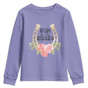 Ky Derby Horse Racing Youth Sweatshirt Horses and Roses TS02 Violet Print Your Wear