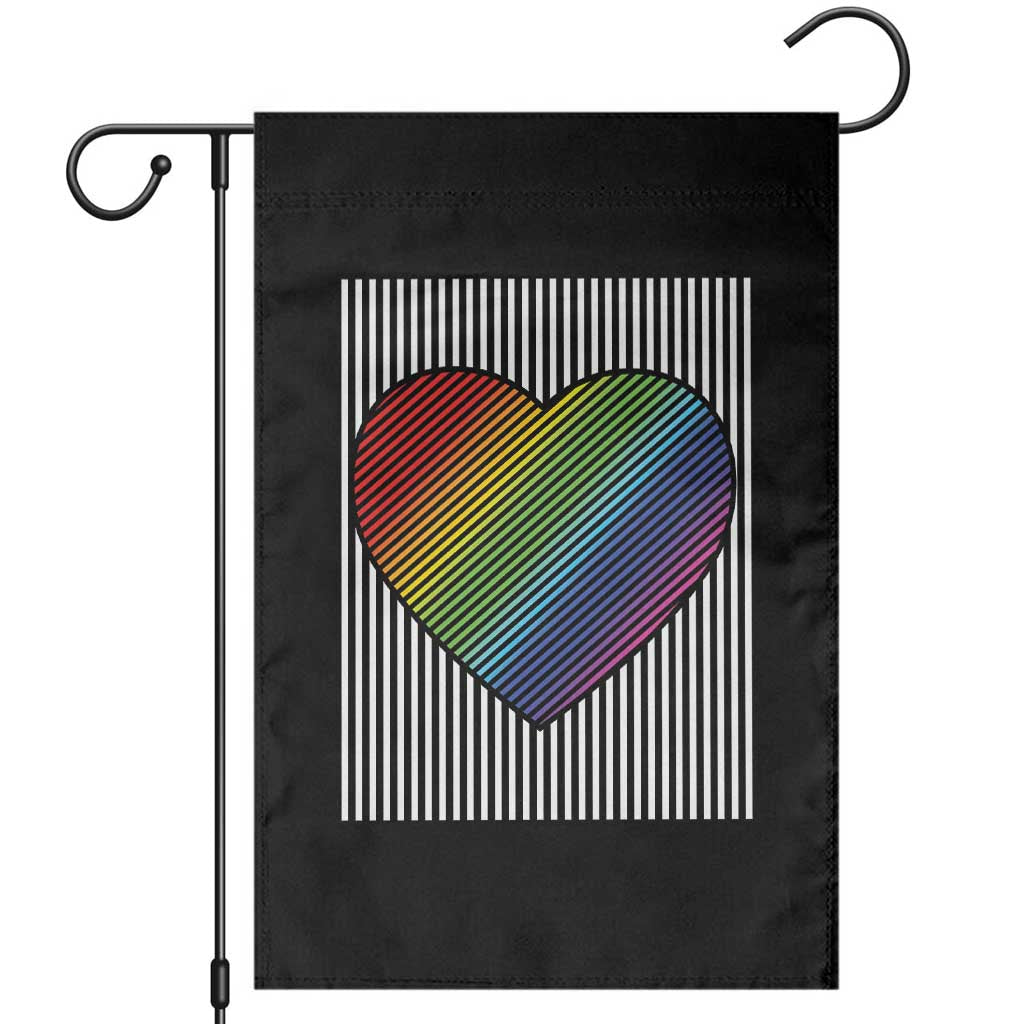 LGBT Pride Garden Flag LGBTQ Support Retro Valentines Rainbow Heart TS10 Black Print Your Wear