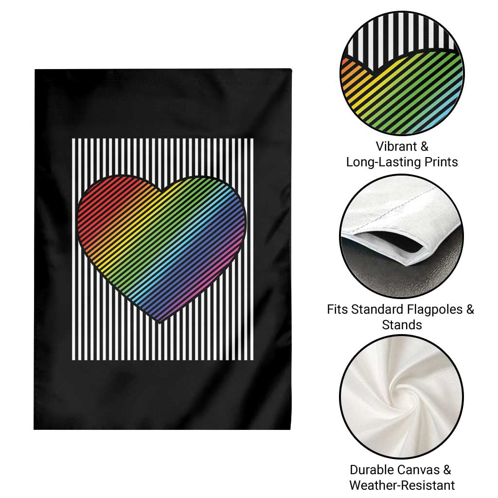 LGBT Pride Garden Flag LGBTQ Support Retro Valentines Rainbow Heart TS10 Print Your Wear