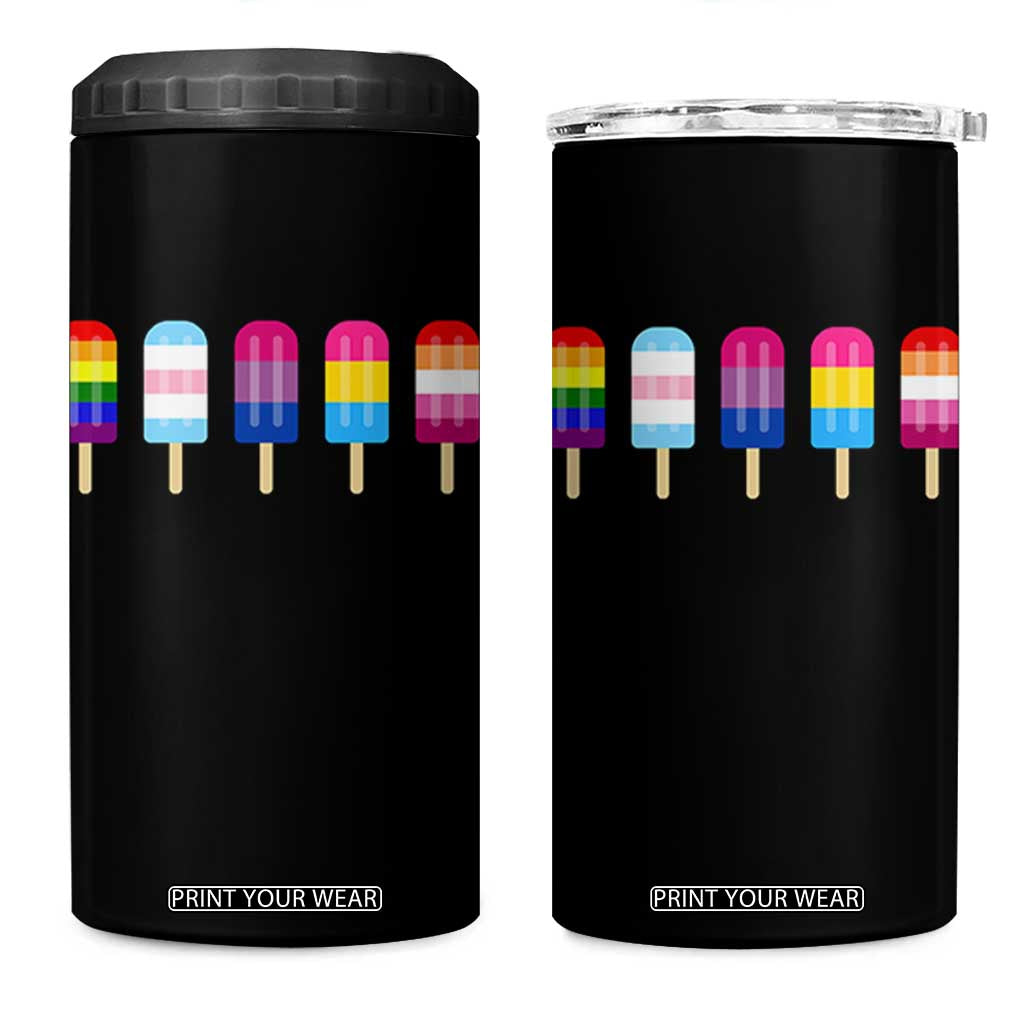 LGBT Rainbow Popsicles 4 in 1 Can Cooler Tumbler Summer Ice Cream LGBTQ Pride Ally TS10 One Size: 16 oz Black Print Your Wear