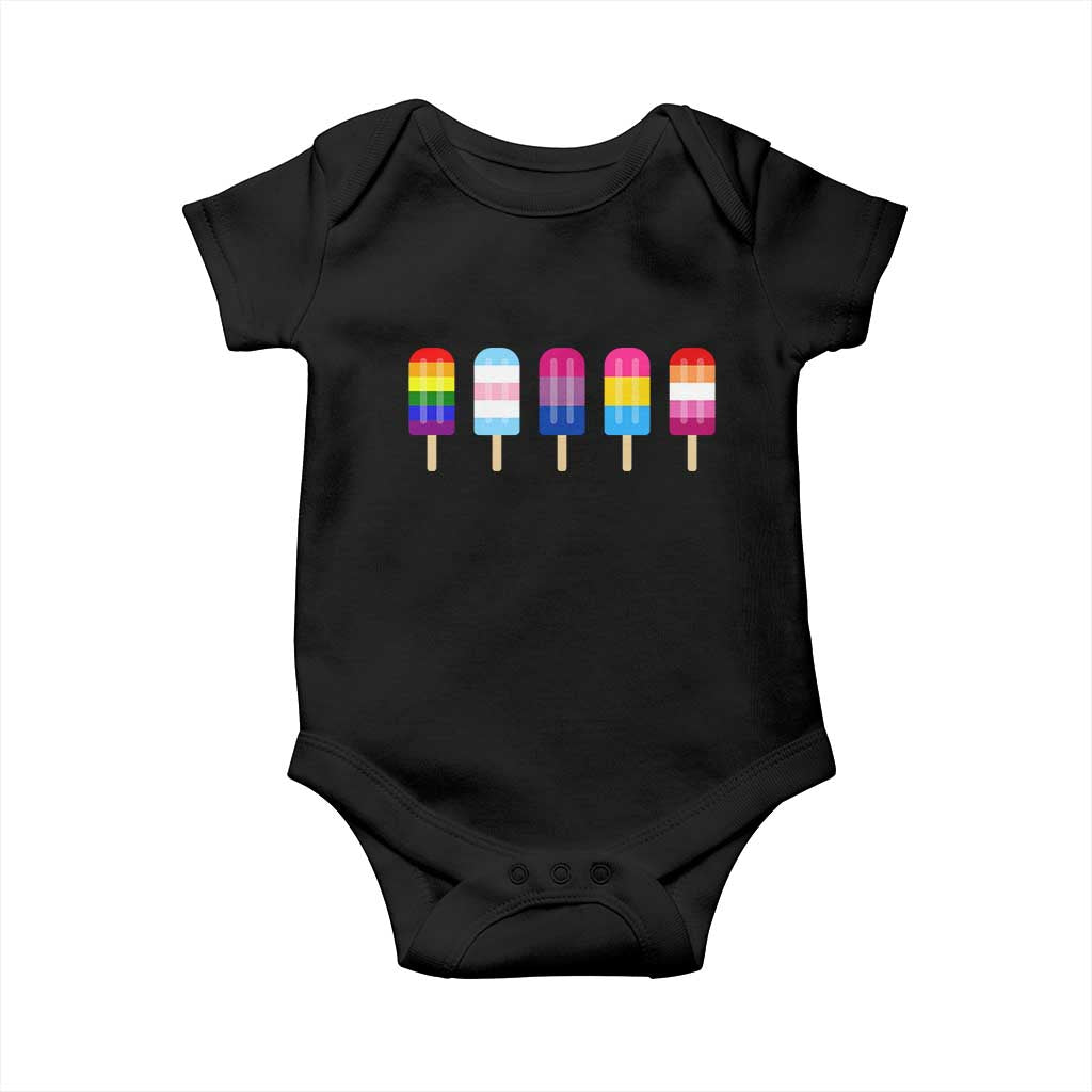 LGBT Rainbow Popsicles Baby Onesie Summer Ice Cream LGBTQ Pride Ally TS10 Black Print Your Wear