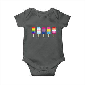 LGBT Rainbow Popsicles Baby Onesie Summer Ice Cream LGBTQ Pride Ally TS10 Dark Heather Print Your Wear