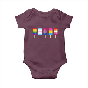 LGBT Rainbow Popsicles Baby Onesie Summer Ice Cream LGBTQ Pride Ally TS10 Maroon Print Your Wear