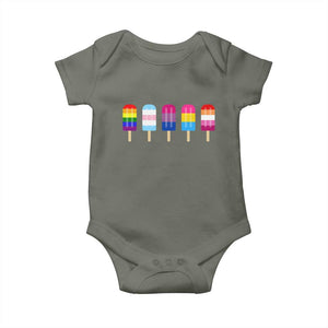 LGBT Rainbow Popsicles Baby Onesie Summer Ice Cream LGBTQ Pride Ally TS10 Military Green Print Your Wear