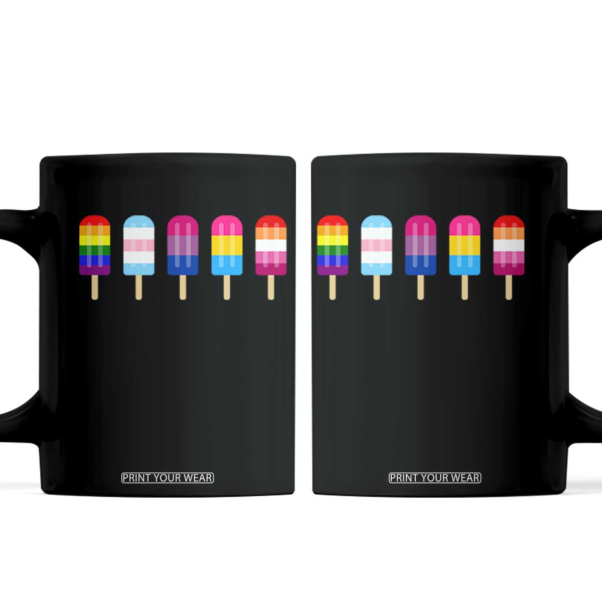 LGBT Rainbow Popsicles Coffee Mug Summer Ice Cream LGBTQ Pride Ally TS10 Black Print Your Wear